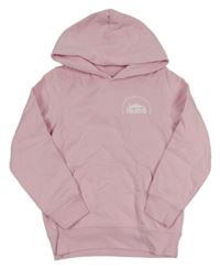 Světlerůžová mikina s nápisem a kapucí