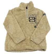 Béžová chlupatá mikina s výšivkou Inscene