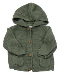 Khaki propínací svetr s kapucí Next 