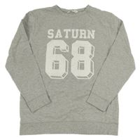 Šedá melírovaná mikina s nápisem a číslem H&M