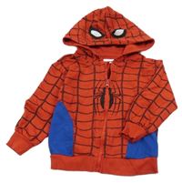 Červeno-tmavomodrá propínací mikina se Spider-manem a kapucí Marvel