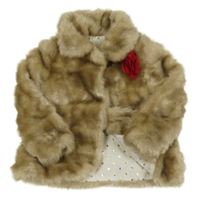 Béžová kožešinová podšitá bunda s květem Kate Spade