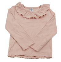 Růžové žebrované triko s volánkem Kiki&Koko