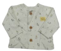 Bílá propínací žebrovaná mikina s medvídkem Pú George