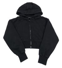 Černá propínací crop mikina s kapucí Primark