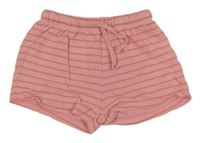 Růžové proužkované teplákové kraťasy H&M