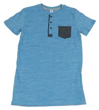 Modré melírované tričko s kapsou Y.F.K.