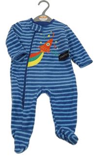 Nové - Modro-světlemodrý fleecový overal s raketou Dunnes