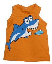 Oranžové tílko se žralokem