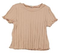 Světlerůžové žebrované tričko Shein 