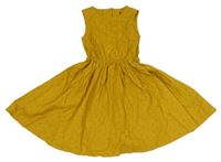 Hořčicové vzorované plátěné šaty Kiabi 