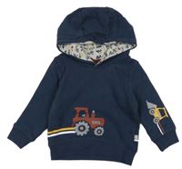 Tmavomodrá mikina s traktory a kapucí Liegelind