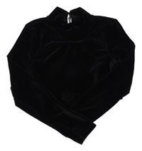 Černé sametové žebrované crop triko s rolákem Matalan