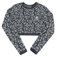 Tmavošedo-šedá vzorovaná sportovní crop mikina GymKing