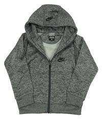 Tmavošedá melírovaná propínací thermo mikina s kapucí Nike 