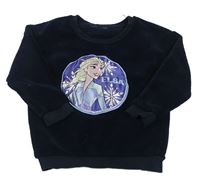 Tmavomodrá plyšová mikina s Elsou Disney