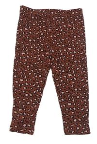 Mahagonovo-černo-pudrové vzorované žebrované legíny Ergee