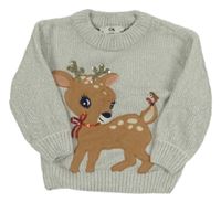 Světlešedý žinylkový svetr s kolouškem C&A