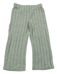 Olivové melírované žebrované flare kalhoty SHEIN