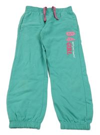 Světletyrkysové tepláky s číslem a nápisy Topomini