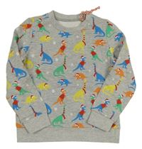 Šedá melírovaná mikina s dinosaury s vánočním motivem Lily & Dan