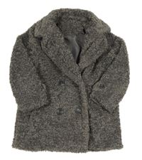 Tmavošedý huňatý podšitý kabát Matalan