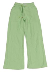 Světlezelené vzorované široké chino tepláky D-ZINE