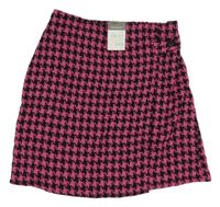 Nové - tmavorůžovo-černá vzorovaná teplá sukně PRIMARK
