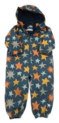 Tmavopetrolejová šusťáková zimní kombinéza s hvězdičkami a kapucí Next