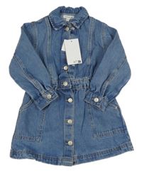 Nové - modré riflové šaty s límečkem Vertbaudet