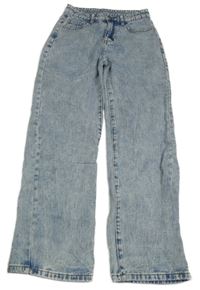 Světlemodro-bílé šisované wide leg rifle SHEIN