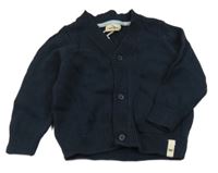 Tmavomodrý propínací svetr s mývalem Kuniboo