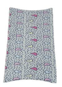 Světlešedo-tnavomodrý puntíkatý melírovaný multifunkční nákrčník se srdíčky 