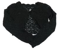 Černé třpytivé ažurové propínací svetrové bolérko St. Bernard