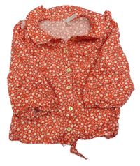 Červená halenka s bílými kytičkami a uzlem ORCHESTRA