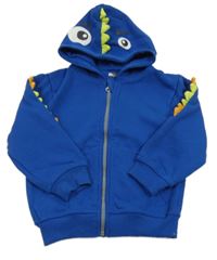 Safírová propínací mikina s ostny a kapucí - dinosaurus Kiki&Koko