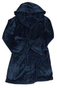 Tmavomodrý plyšový župan s kapucí DESTINATION