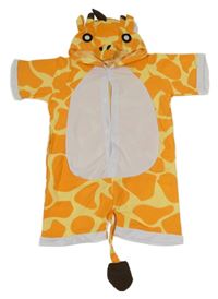 Kostým - Žluto-oranžovo-bílý kraťasový overal s kapucí - žirafa