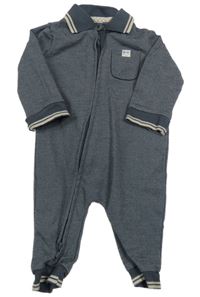 Tmavomodrá melírovaná tepláková kombinéza s pandou a pruhy a límečkem George