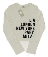 Nové - bílé crop triko s nápisy měst RIVER ISLAND