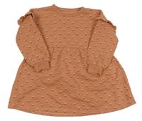 Skořicové teplákové oversize šaty s kytičkami a volánky George