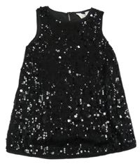 Černé tylové flitrové podšité šaty H&M