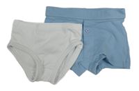 2Set - Bílé slipy + světlemodré trenýrky Topomini