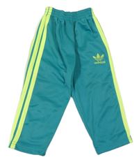 Modrozeleno-limetkové sportovní tepláky Adidas
