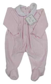Nové - světlerůžový sametový overal s baletními piškoty a bílým límečkem Just too Cute