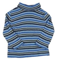 Modro-bílo-béžové pruhované triko s rolákem Topolino