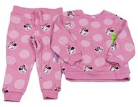 2set - Růžová puntíkatá mikina s Minnie + tepláky zn. Primark