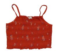 Červený květovaný žabičkový crop top Matalan