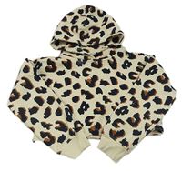 Krémová crop mikina s leopardím vzorem a kapucí Tom Tailor