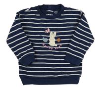 Tmavomodro-bílá pruhovaná mikina s králíkem M&S